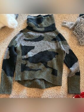 RD Style Camouflage Turtleneck Sweater in Olive, Gray & Black